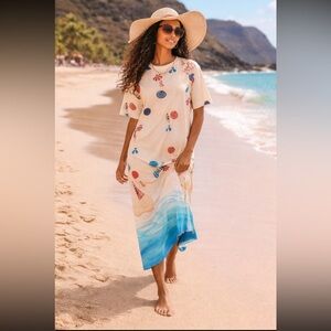 Farm Rio Anthropologie NWT Farm Rio x Anthropologie Destination T-Shirt Dress M.